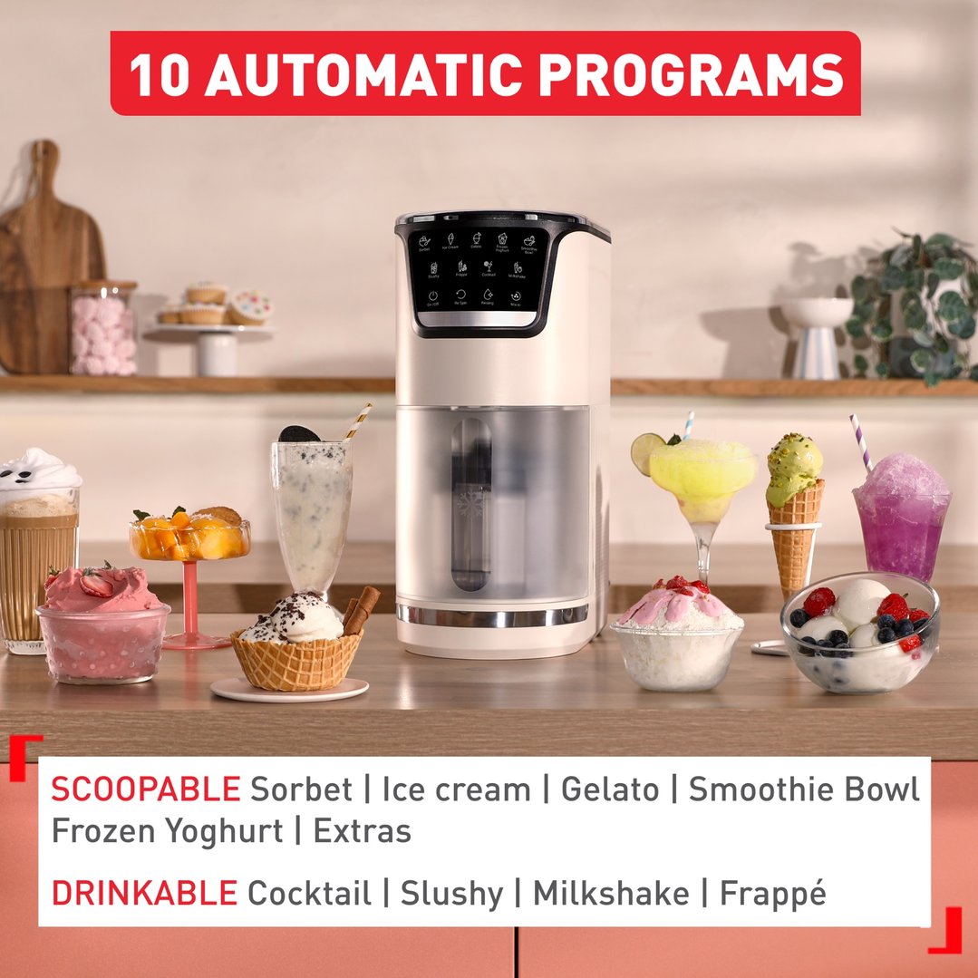 Tefal Dolci Ice Cream Maker Rise with 3 x Nesquik Cans NQ31IG04A