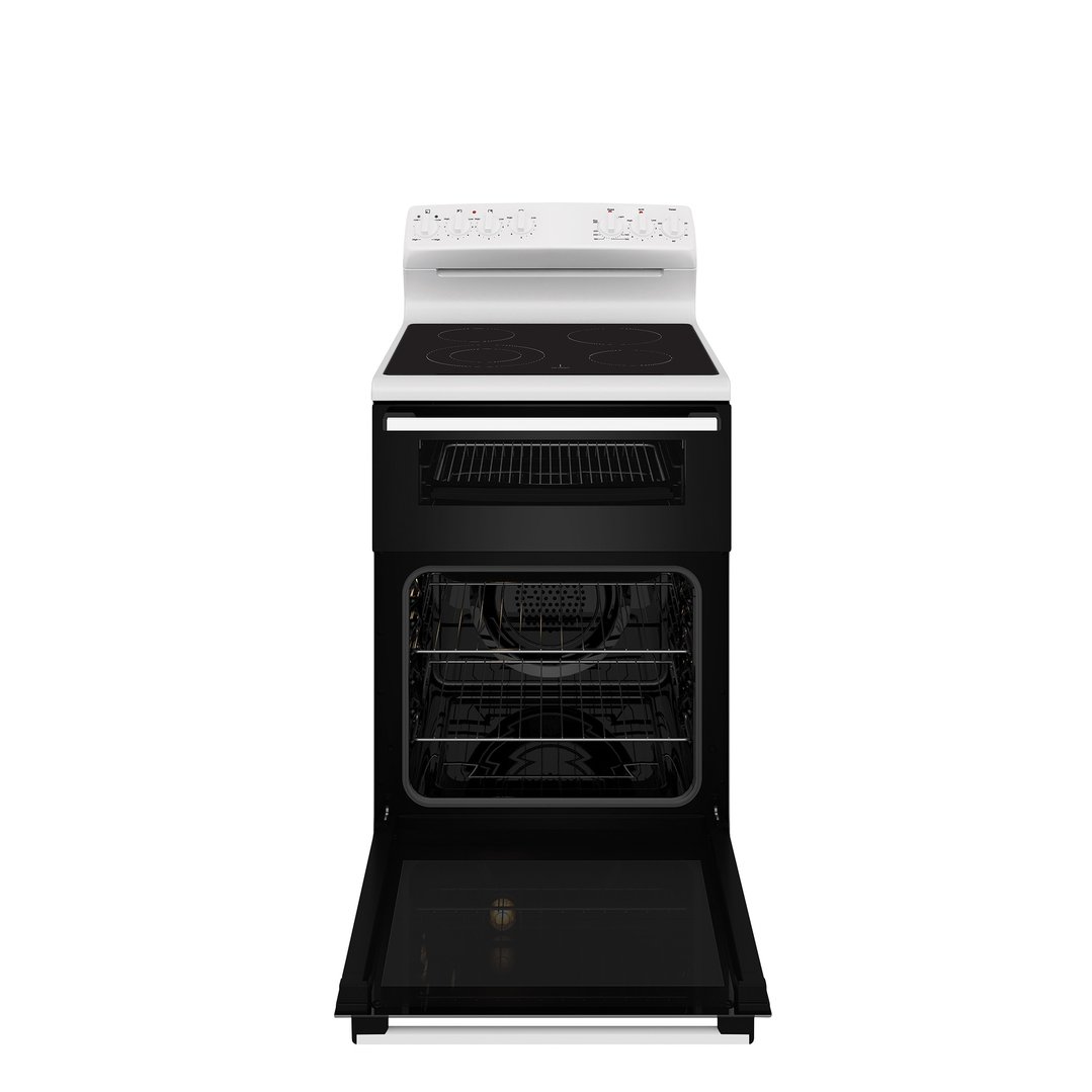 Westinghouse 60cm freestanding electric oven and ceramic cooktop, white WLE642WCB