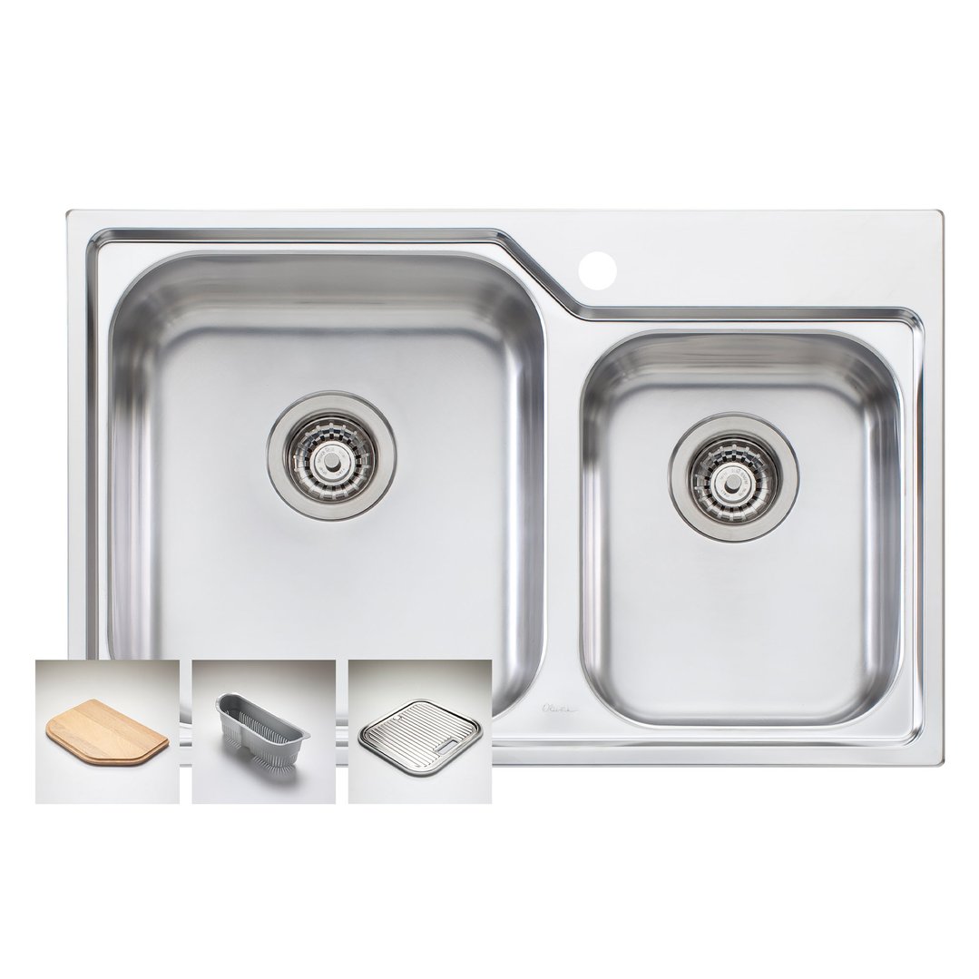 Oliveri Nu-Petite 1 & 3/4 Left Hand Bowl Topmount Sink NP615