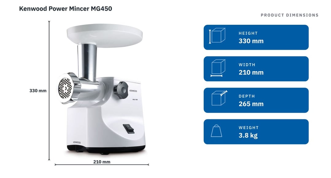 Kenwood Power Mincer MG450 — product dimensions