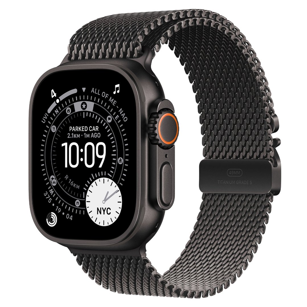 Apple Watch Ultra 3 49mm Black Titanium Case GPS + Cellular Milanese Loop (Large) MF1T4X/A