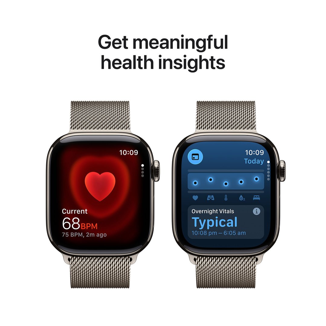 Apple Watch Series 11 42mm Natural Titanium Case GPS + Cellular Natural Milanese Loop MF8P4X/A