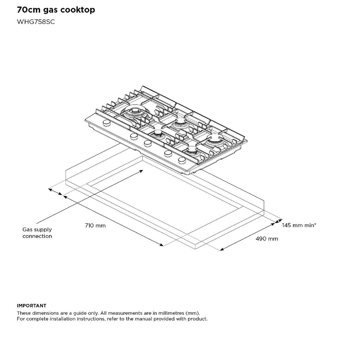 Westinghouse 75cm 5 Burner Gas Cooktop WHG758SC