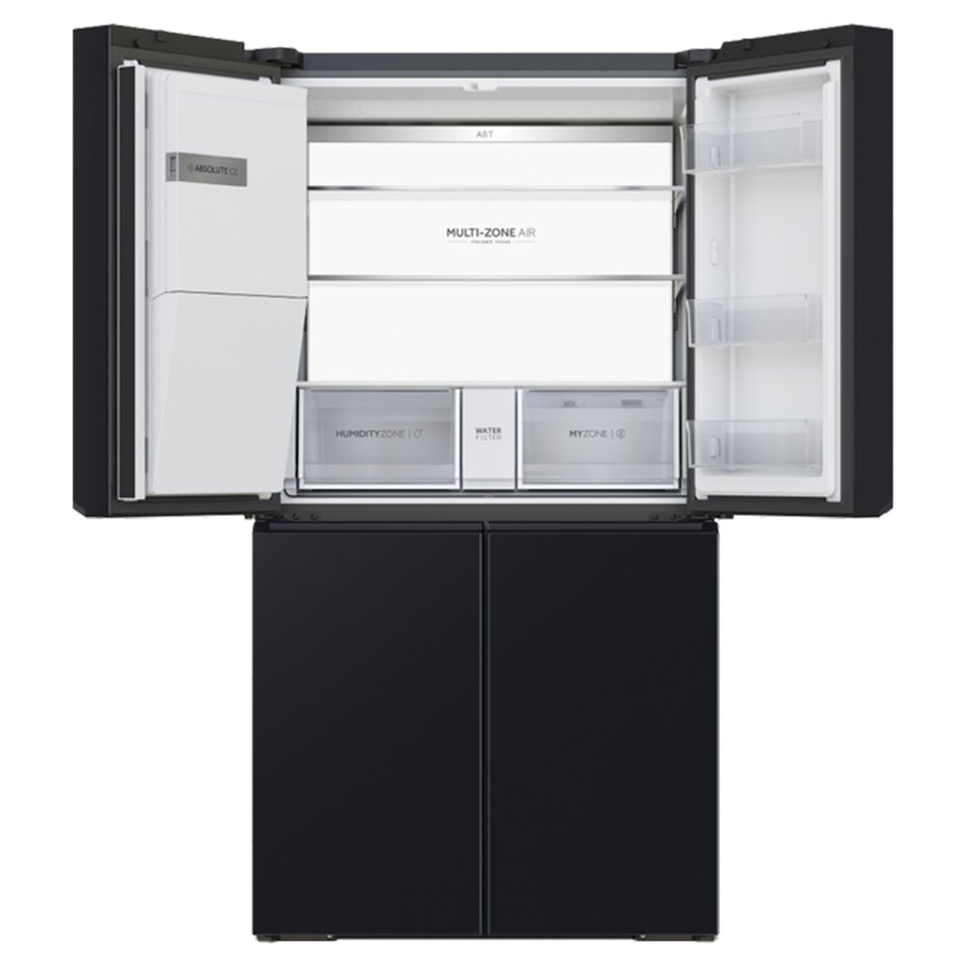 Haier 601L 600 Series Quad Door Refrigerator Freezer - Black HRF680YZC