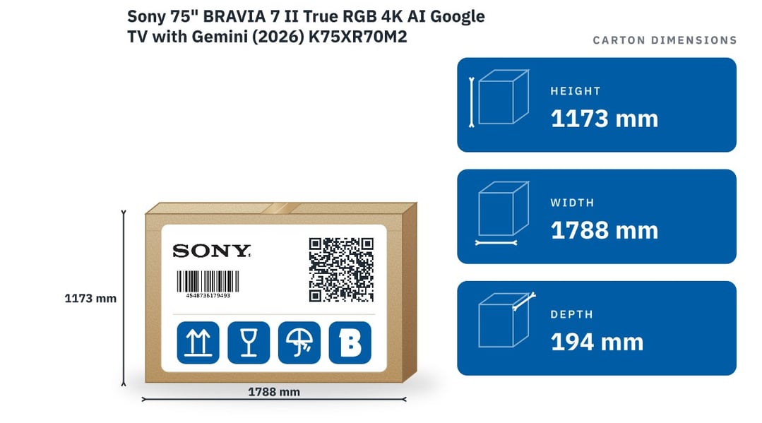 Sony 75" BRAVIA 7 II True RGB 4K AI Google TV with Gemini (2026) K75XR70M2