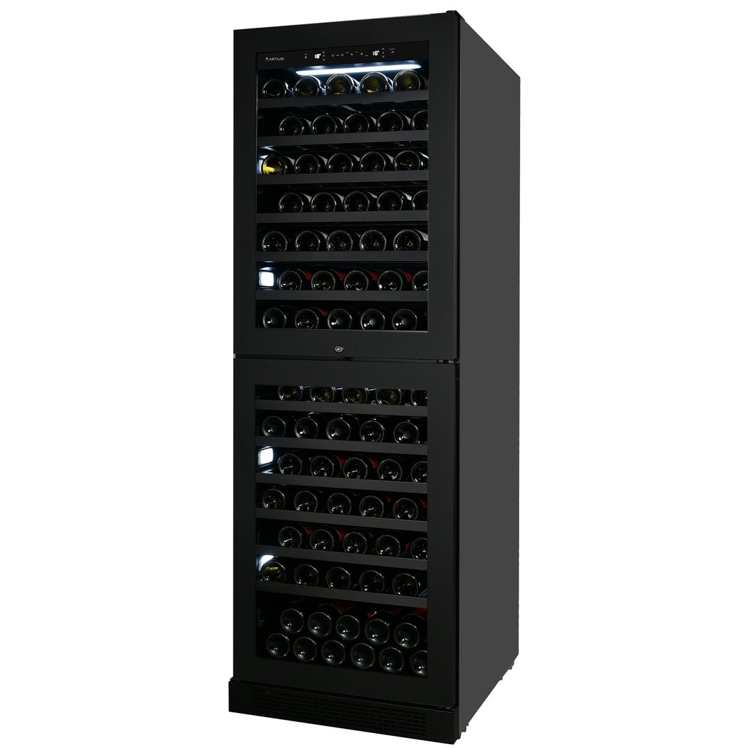 Artusi 160 Bottle Double Door Dual Zone Wine Cooler - Matt Black AWCD160BV