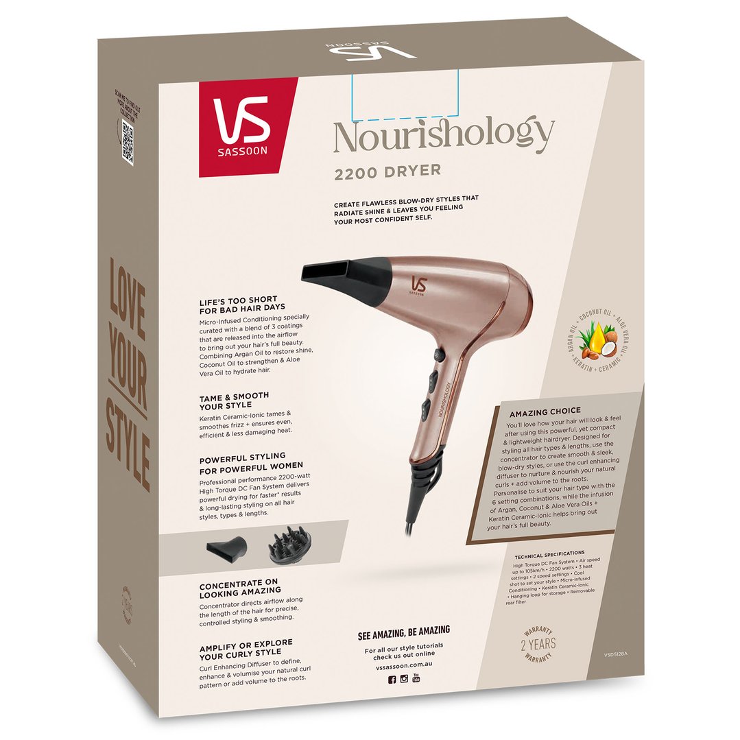 Vs Sassoon Nourishology Hair Dryer. VSD5128A
