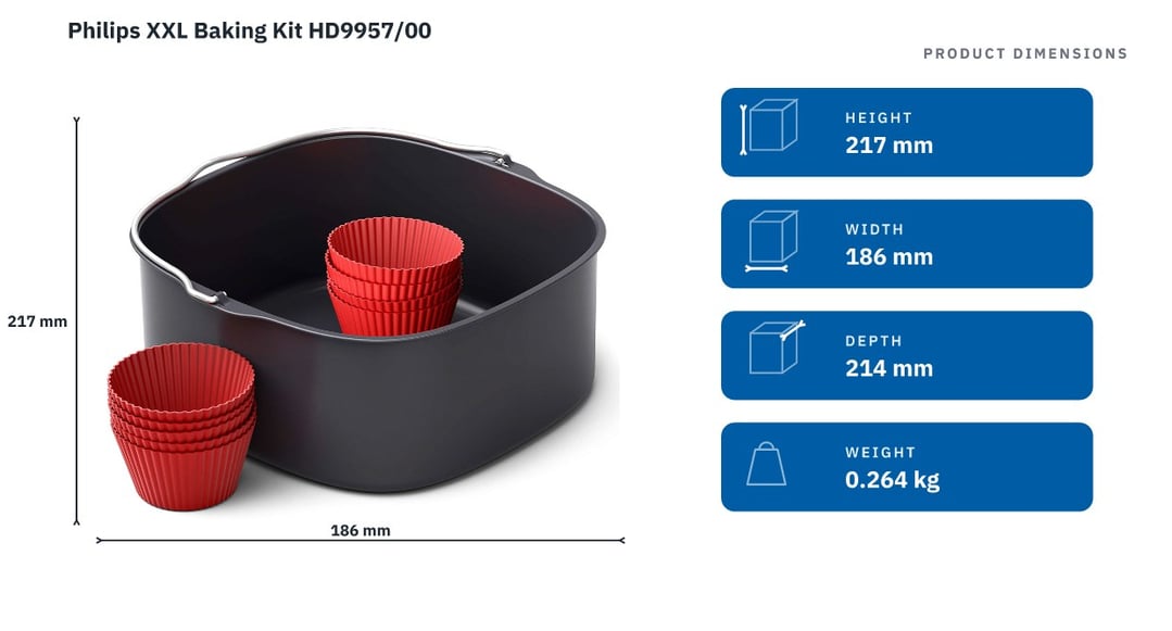Philips XXL Baking Kit HD9957/00 — product dimensions