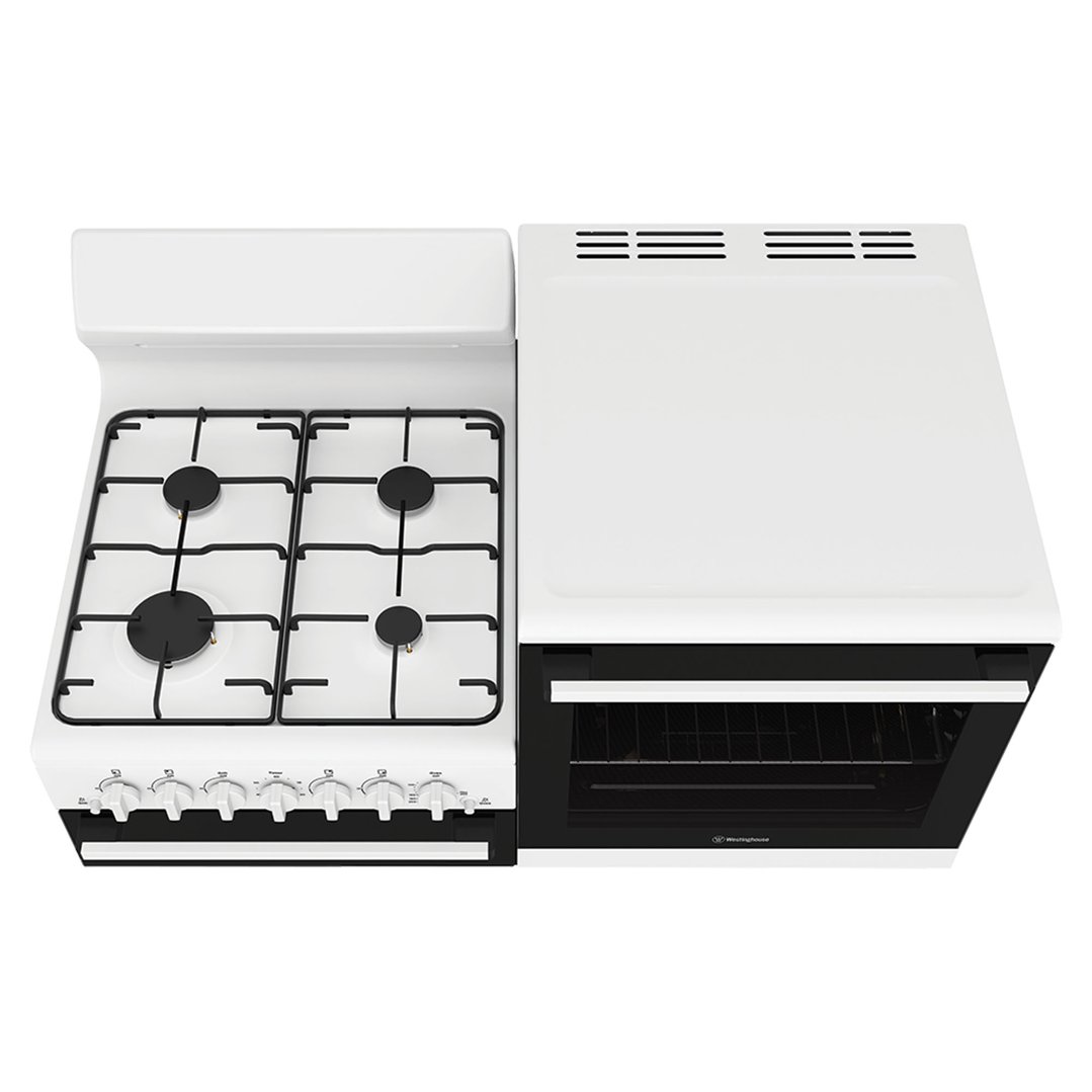 Westinghouse Right-hand Elevated gas freestanding cooker with separate grill, white WDG110WCNG-R