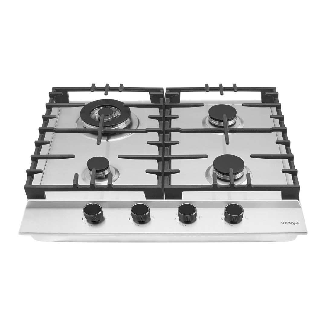 Omega 60cm Gas Cooktop - Stainless Steel. OCG604WX