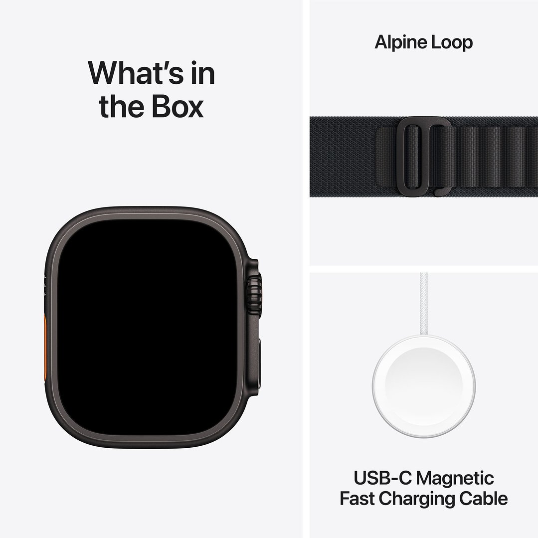 Apple Watch Ultra 3 49mm Black Titanium Case GPS + Cellular Black Alpine Loop (Small) MF0Q4X/A