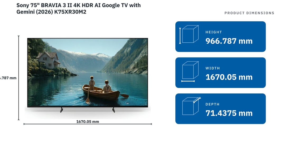Sony 75" BRAVIA 3 II 4K HDR AI Google TV with Gemini (2026) K75XR30M2
