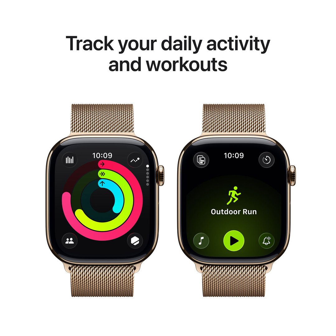 Apple Watch Series 11 46mm Gold Titanium Case GPS + Cellular Gold Milanese Loop (S/M) MFD74X/A