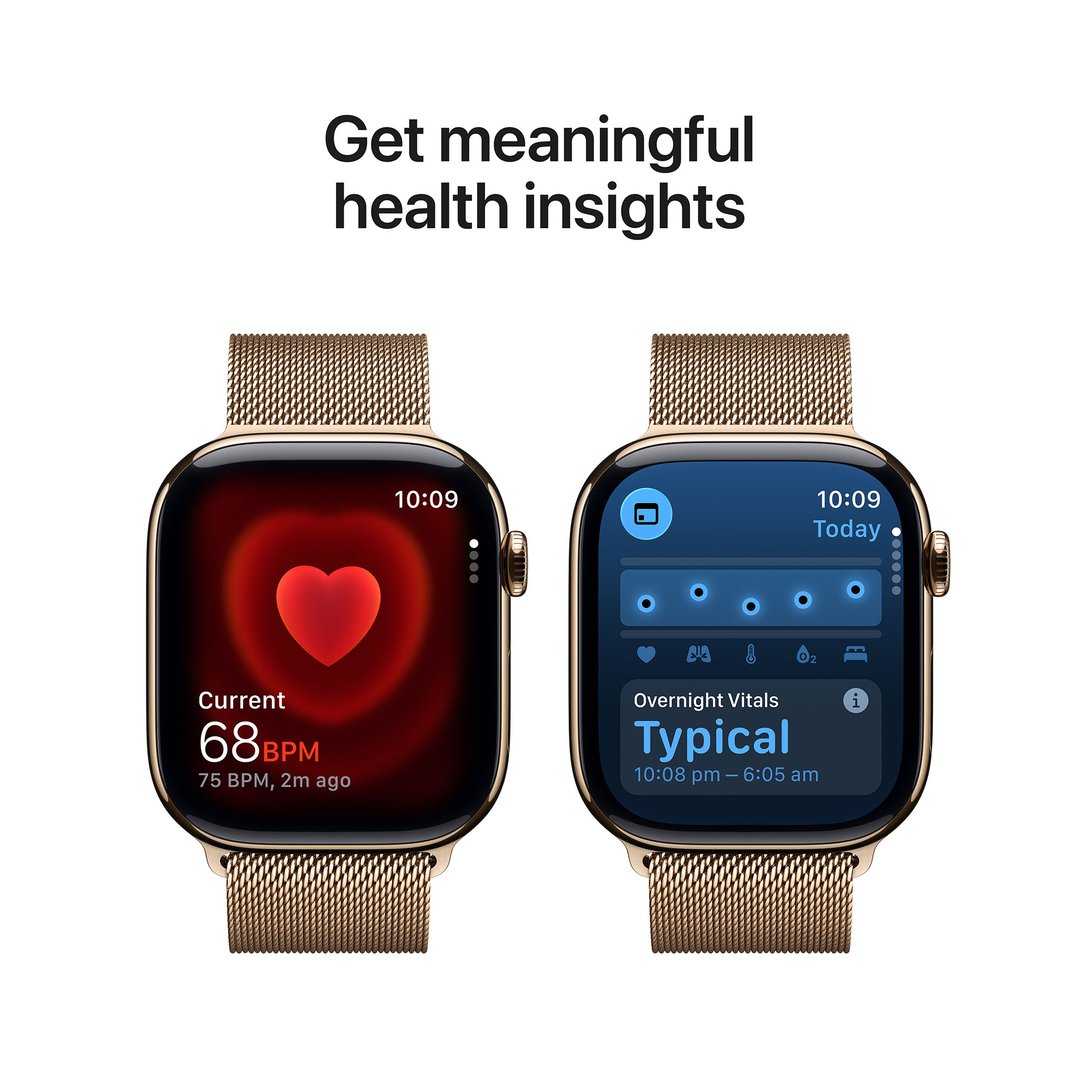 Apple Watch Series 11 46mm Gold Titanium Case GPS + Cellular Gold Milanese Loop (S/M) MFD74X/A