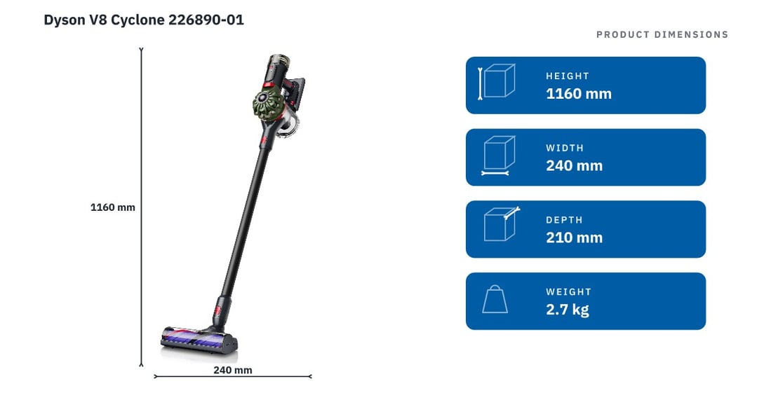 Dyson V8 Cyclone 226890-01 — product dimensions