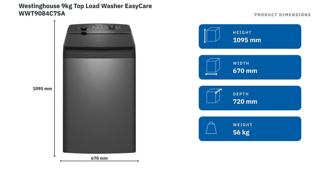 Westinghouse 9kg Top Load Washer EasyCare WWT9084C7SA