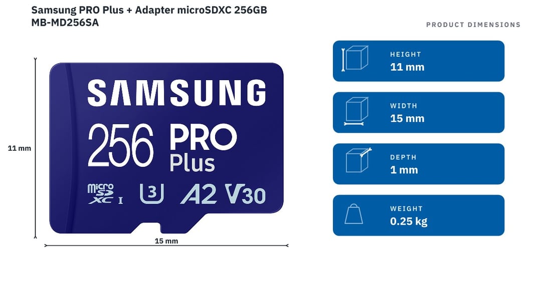 Samsung PRO Plus + Adapter microSDXC 256GB MB-MD256SA