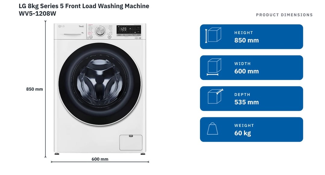 LG 8kg Series 5 Front Load Washing Machine WV5-1208W