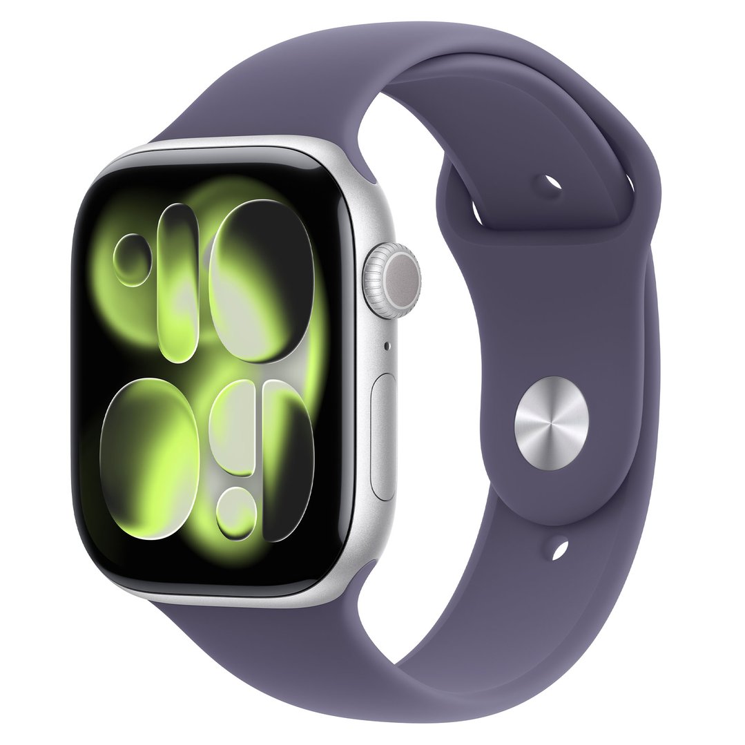 Apple Watch Series 11 46mm Silver Aluminium Case GPS Sport Band (M/L) (Purple Fog) MEVA4X/A