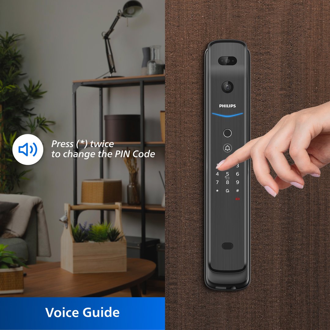 Philips Black EasyKey Smart 3D Facial Recognition And Video Intercom Mortise Door Lock DDL709-FVP-7HWS-B