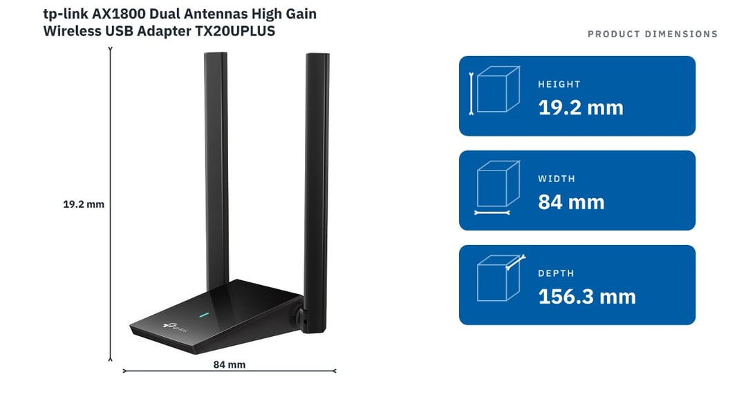 tp-link AX1800 Dual Antennas High Gain Wireless USB Adapter TX20UPLUS