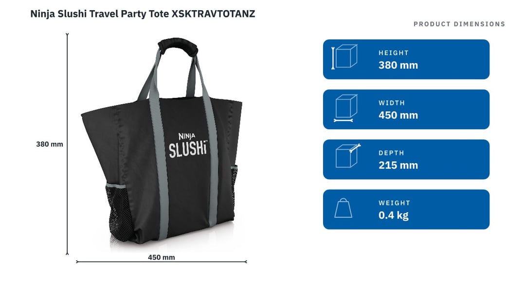 Ninja Slushi Travel Party Tote XSKTRAVTOTANZ — product dimensions
