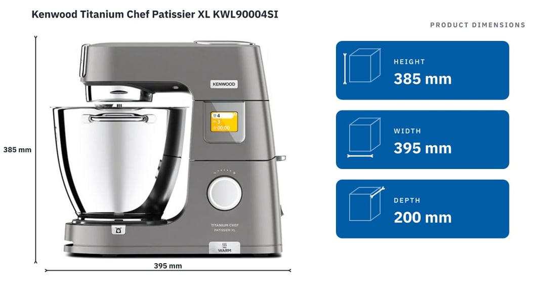 Kenwood Titanium Chef Patissier XL KWL90004SI — product dimensions