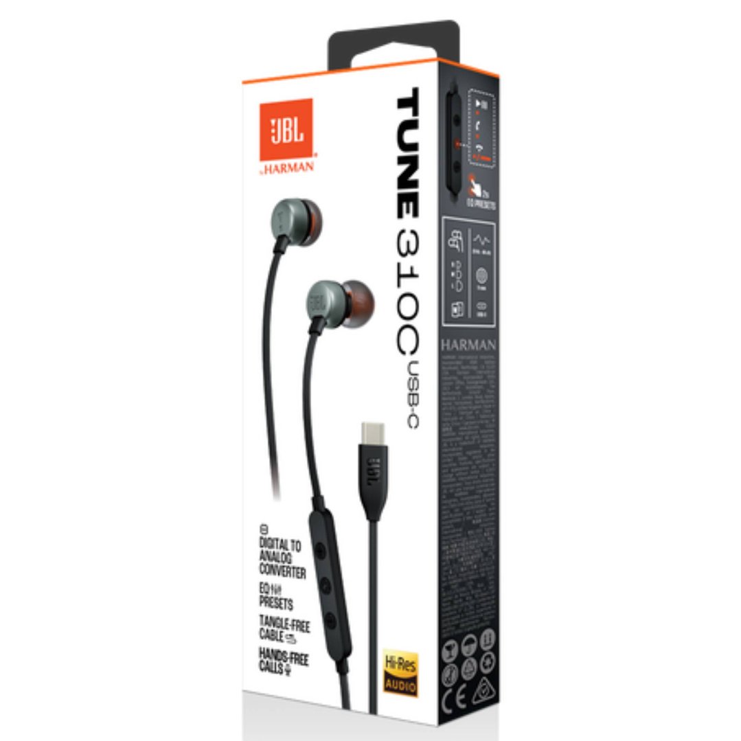 JBL Tune 310C USB-C In-Ear Headphones Black JBLT310CBLK
