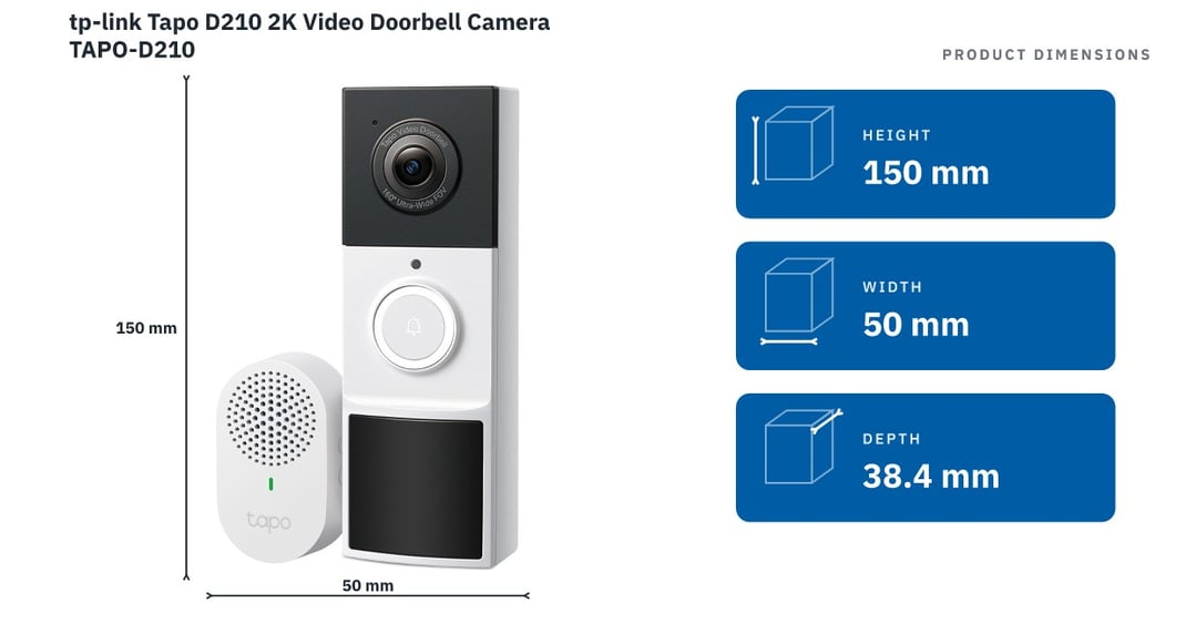 tp-link Tapo D210 2K Video Doorbell Camera TAPO-D210