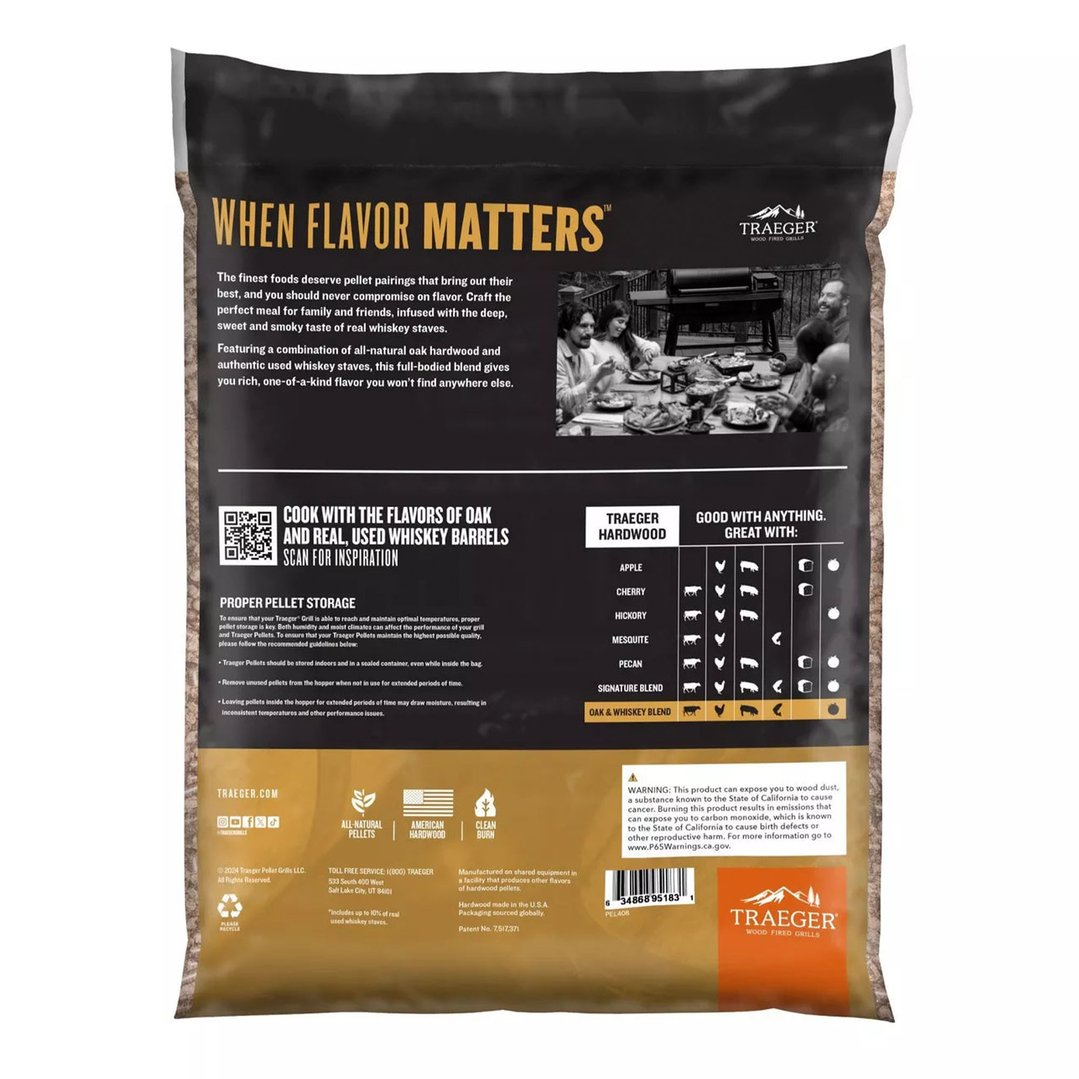 TRAEGER Whiskey Oak Pellets 9kg Bag PEL418