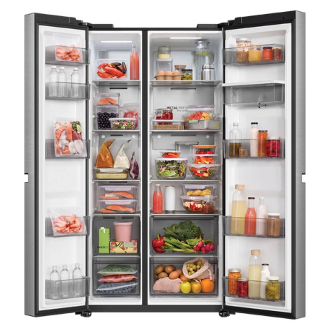 Haier 661L 500 Series, Side-by-Side Refrigerator Freezer, Water, Non-Plumbed, Satina HRF650XHS