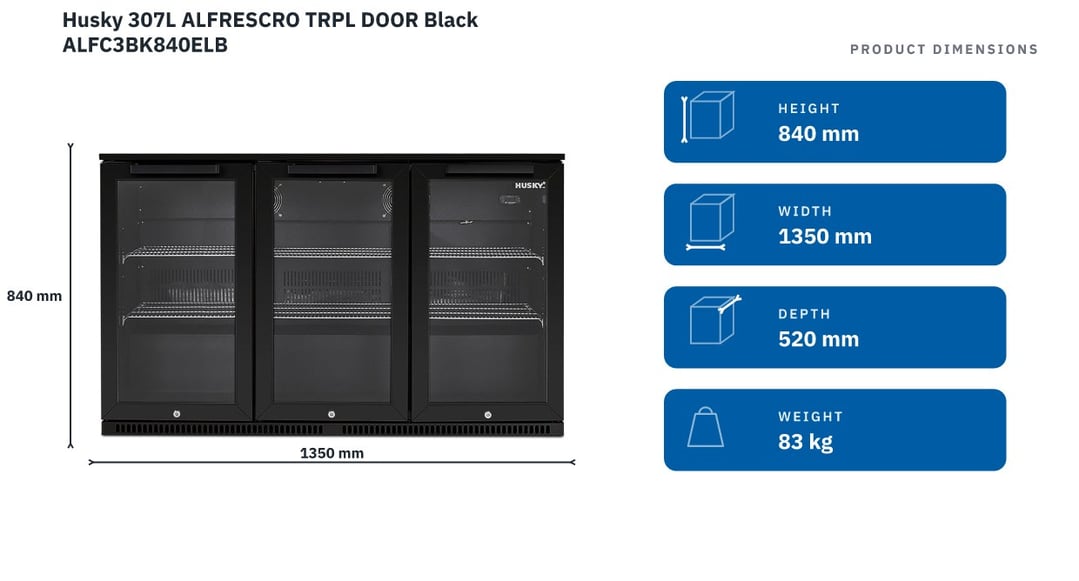 Husky 307L Alfresco Triple Door Chiller in Black ALFC3BK840ELB