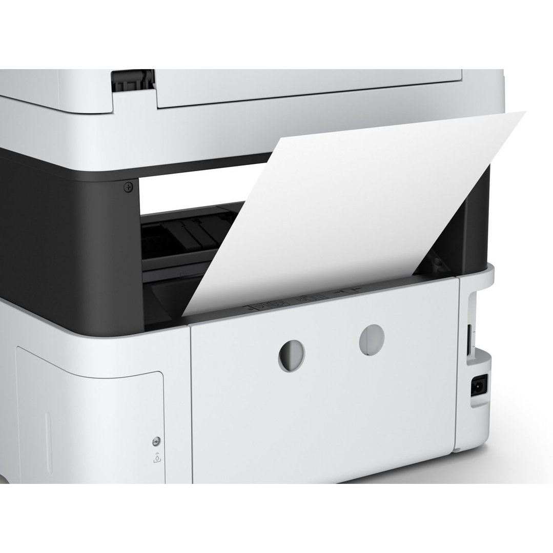 White EcoTank Pro Multi-Function Printer with paper being fed into it