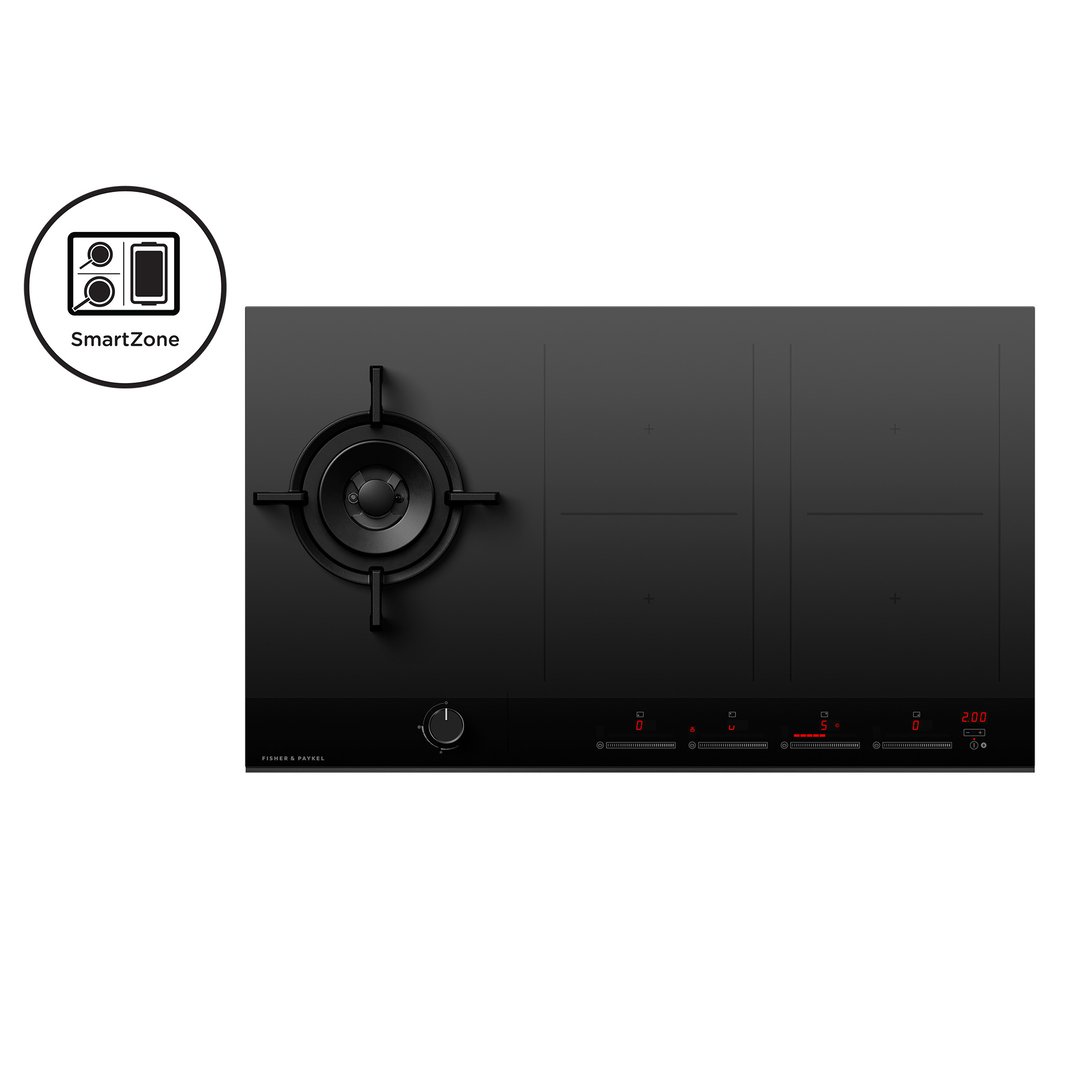 Fisher & Paykel 90cm Series 9 1 Burner + 4 Zone Hybrid Cooktop, 2 SmartZones, LPG CGI905DLPTB4