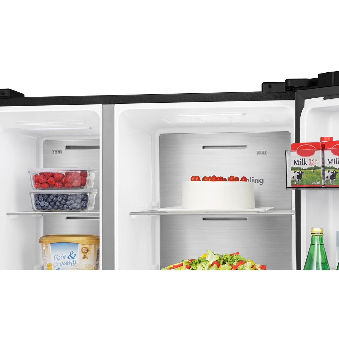 Hisense 652L Side by Side Fridge, Black Brushed Steel HRSBS652B. Buy