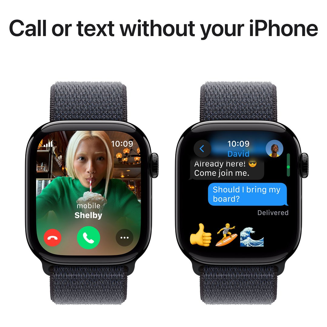 Apple Watch Series 10 42mm Jet Black Aluminium Case GPS + Cellular Sport Loop (Ink) MWX83ZP/A