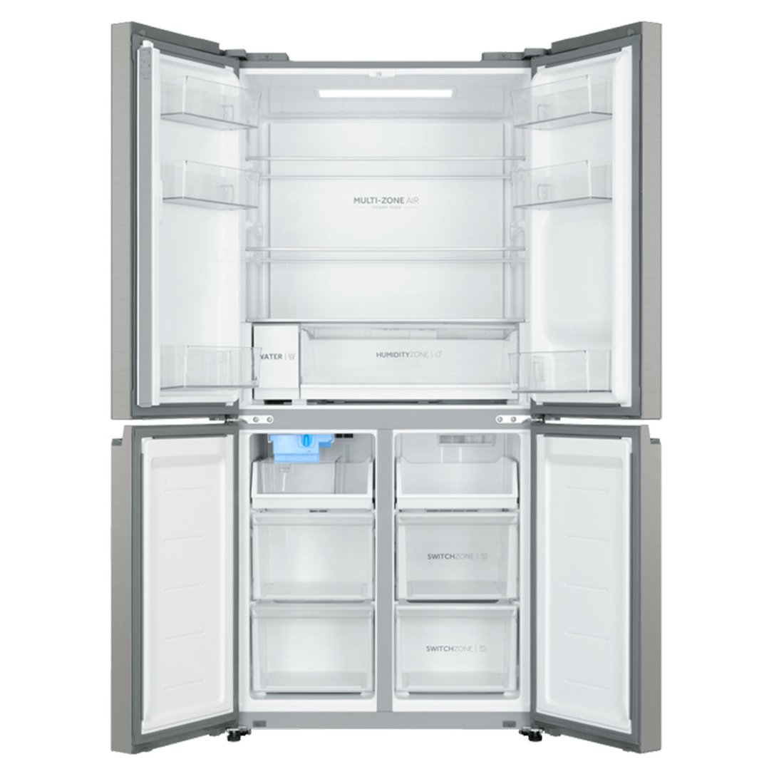 Haier Quad Door Refrigerator Freezer, 83cm, 507L, Ice & Water Satina HRF580YPS