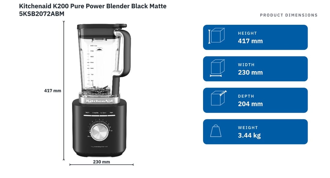 Kitchenaid K200 Pure Power Blender Black Matte 5KSB2072ABM