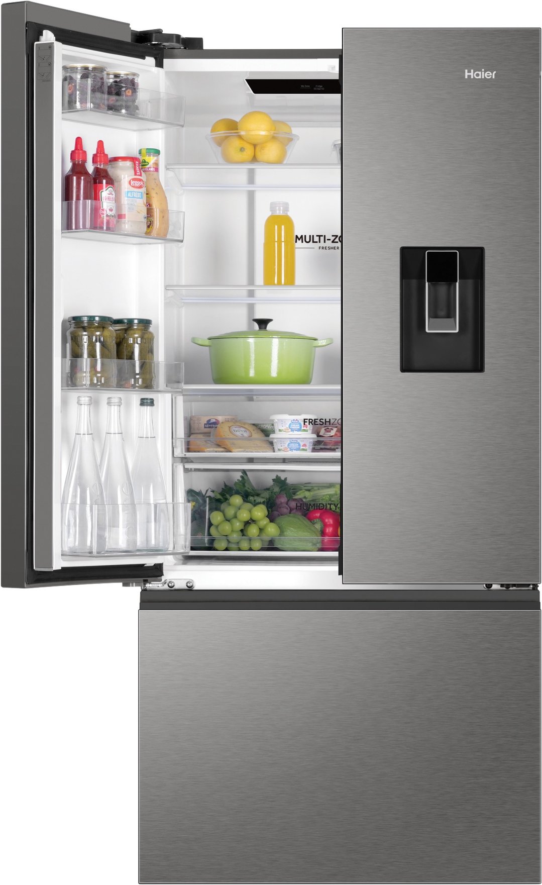 Haier 509L 500 Series French Door Refrigerator Freezer Satina HRF510FHS