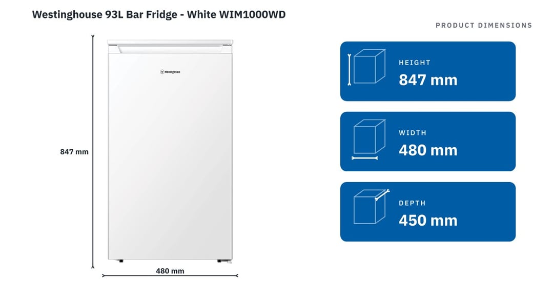 Westinghouse 93L Bar Fridge - White WIM1000WD