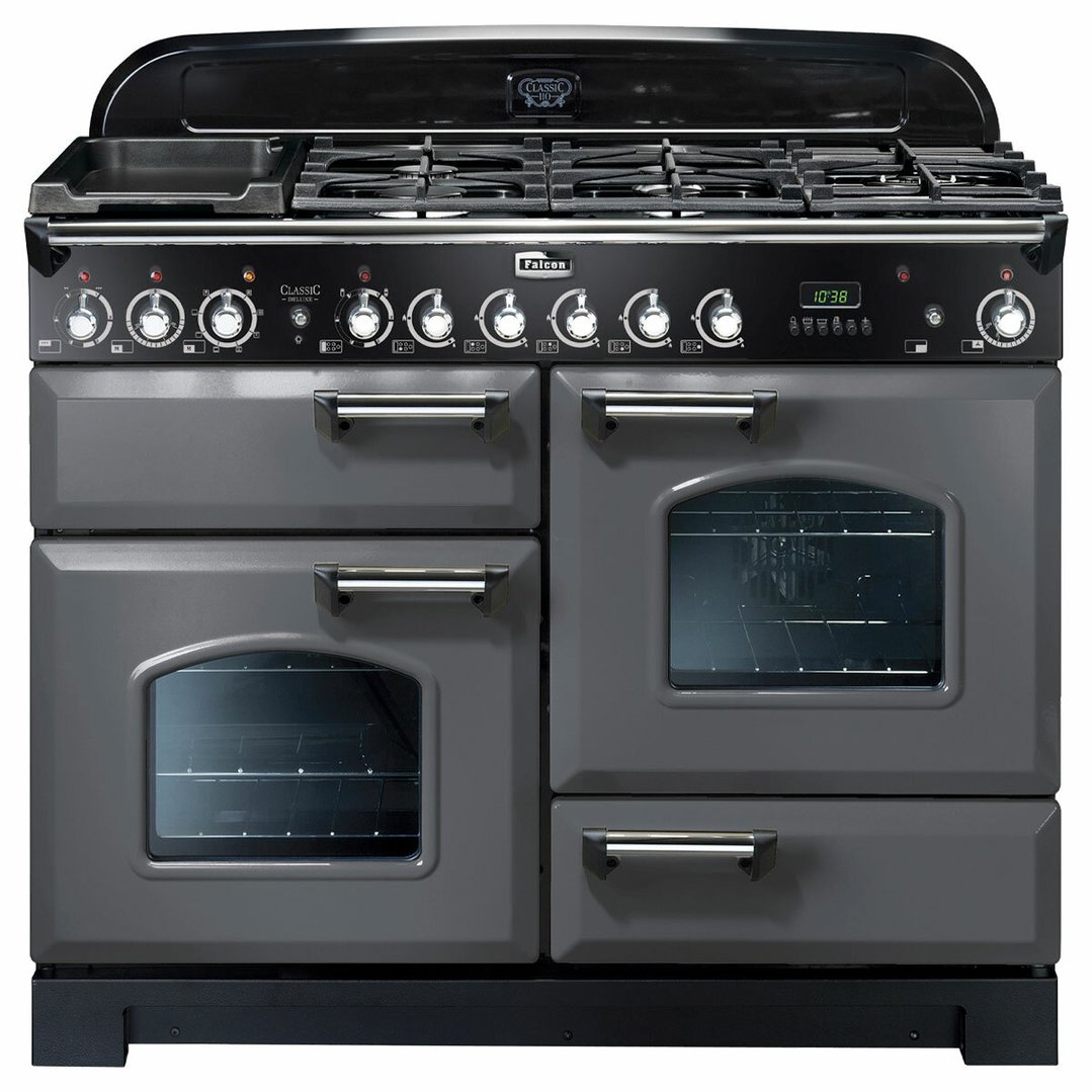 Falcon Classic Deluxe 110cm Dual Fuel Upright Cooker Slate/Chrome