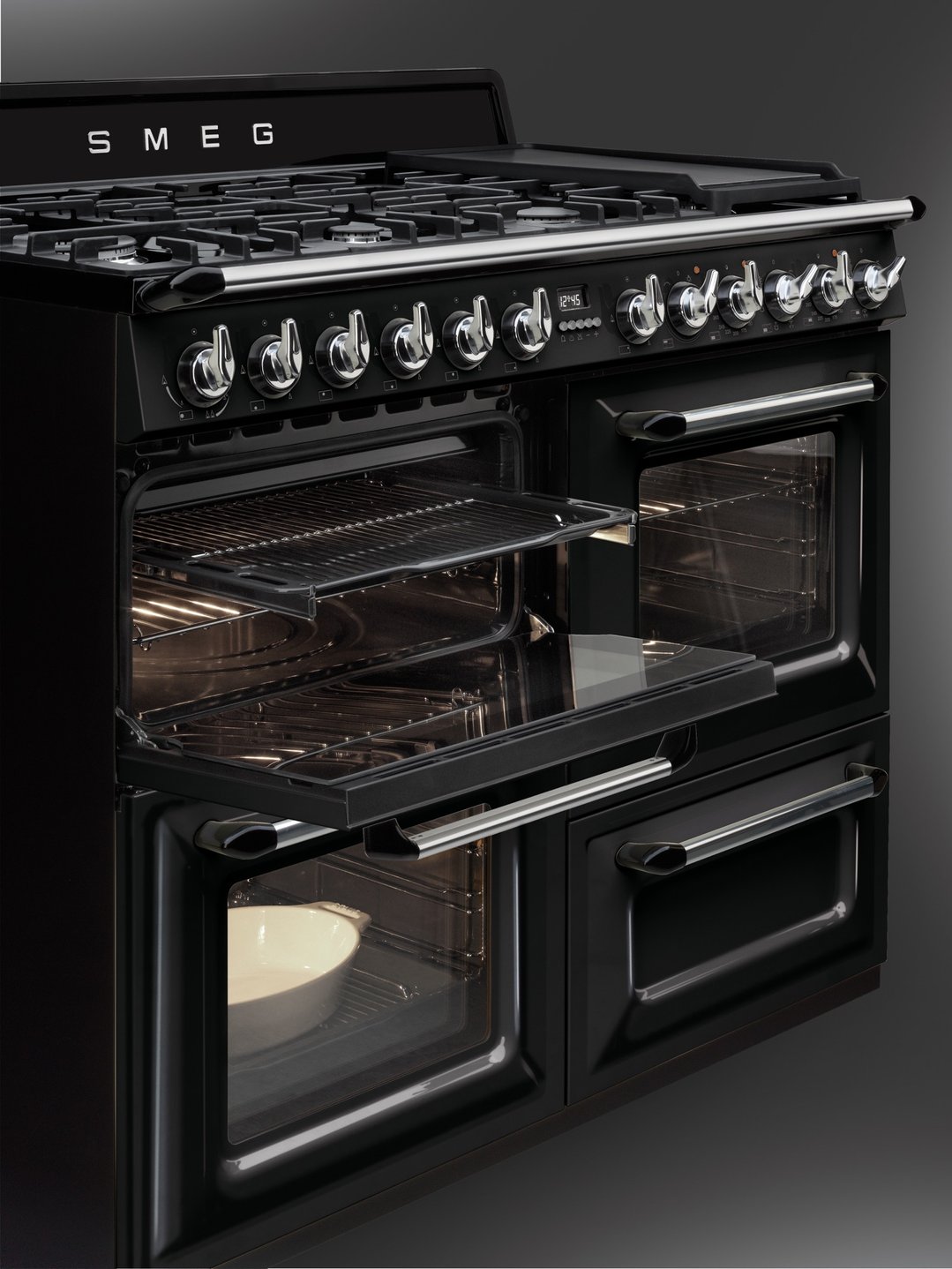 Smeg 110cm Victoria Aesthetic Freestanding Dual Fuel Oven/Stove TRA4110BL