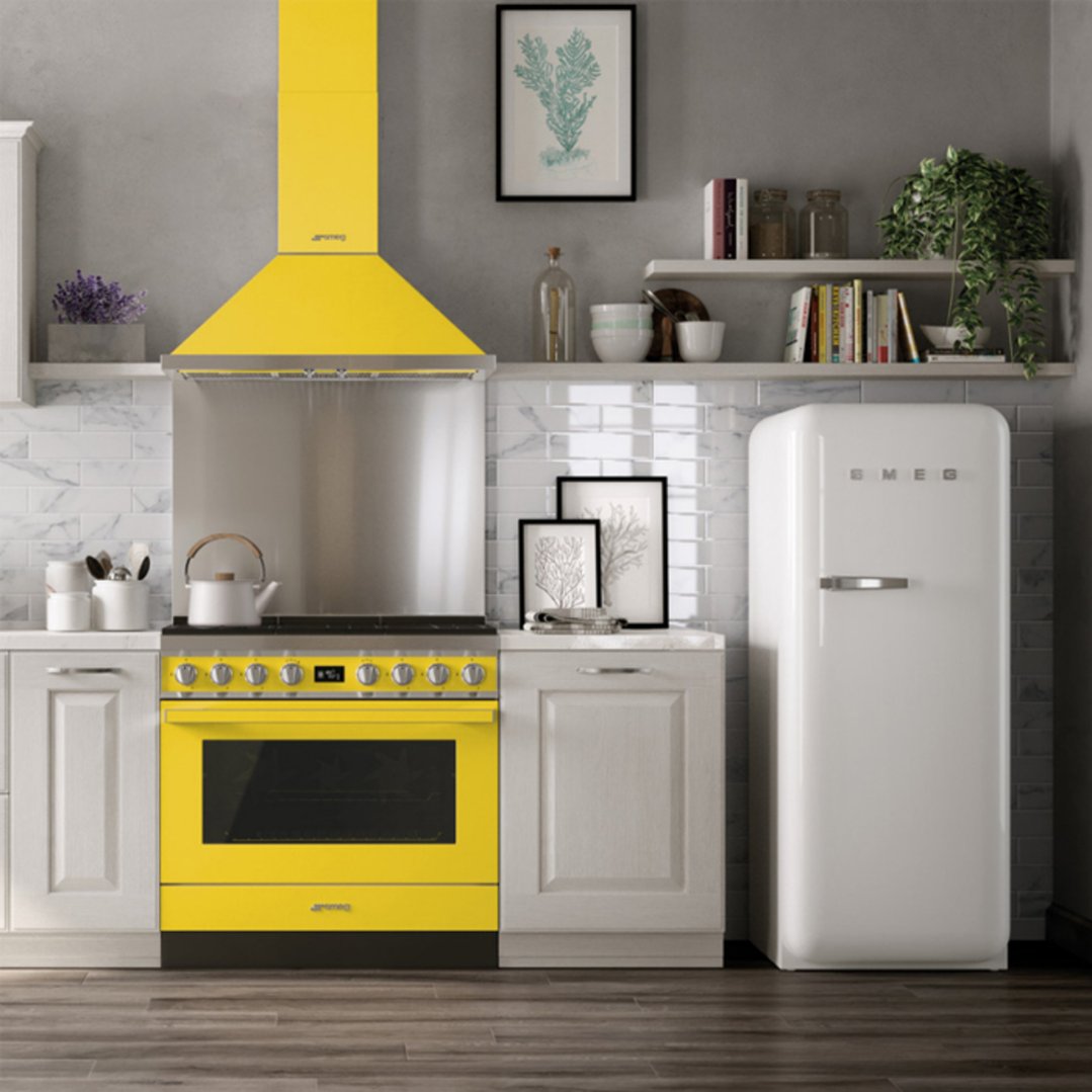 Smeg 90cm Portofino Pyrolytic Freestanding Cooker Sunshine Yellow CPF9GPYWA