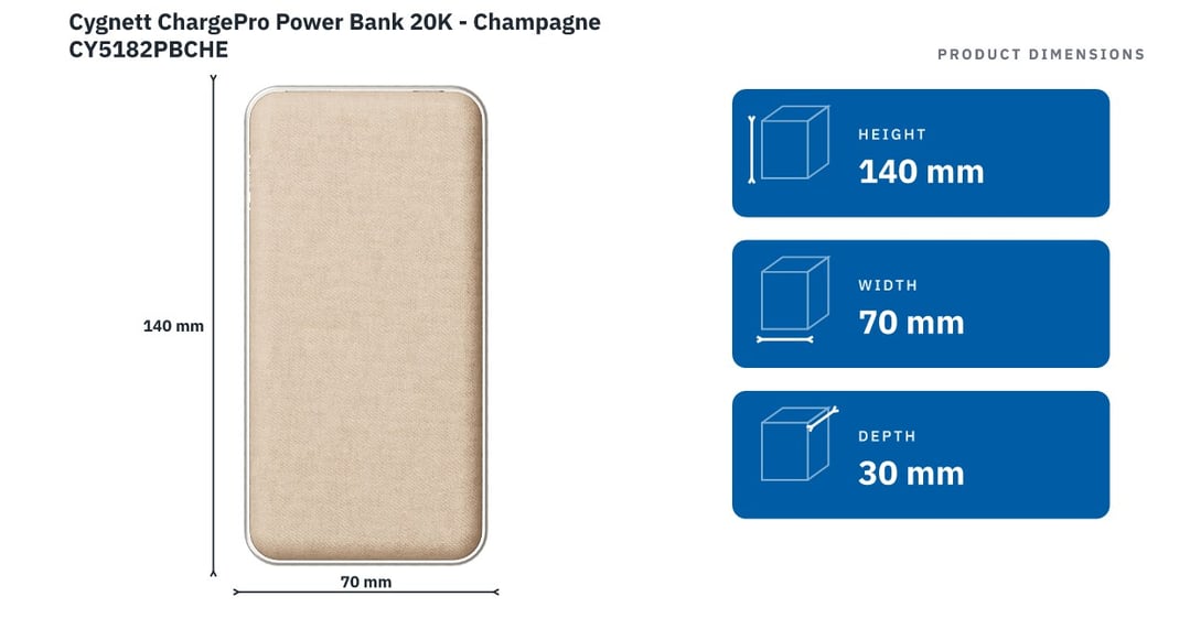 Cygnett ChargePro CCC Power Bank 20K - Champagne CY5182PBCHE