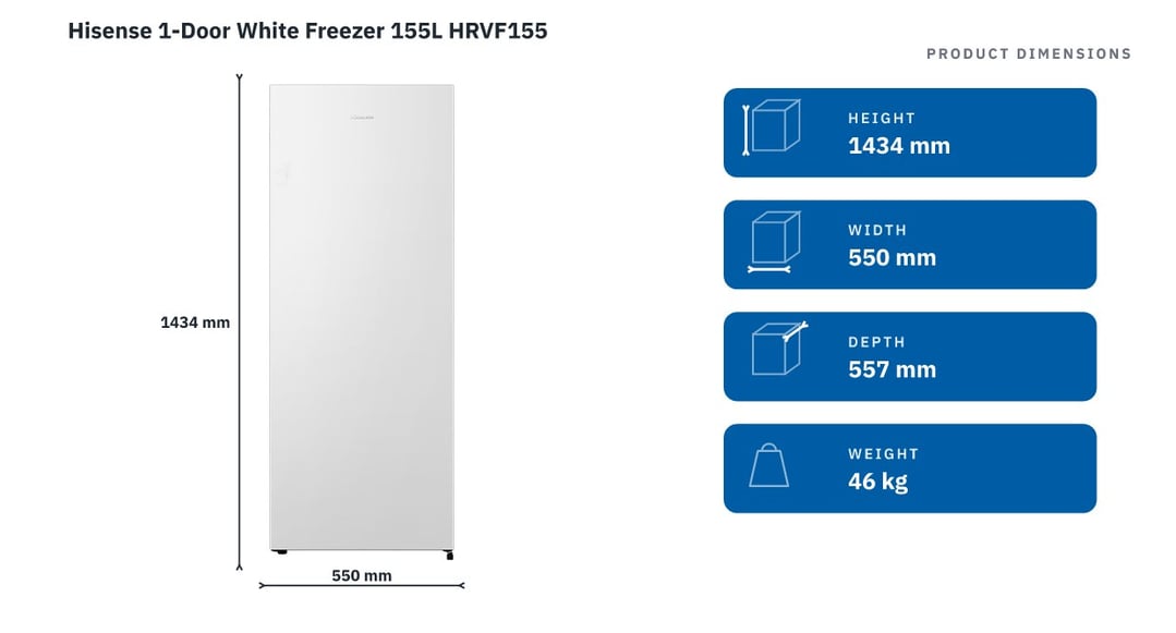 Hisense 1-Door White Freezer 155L HRVF155