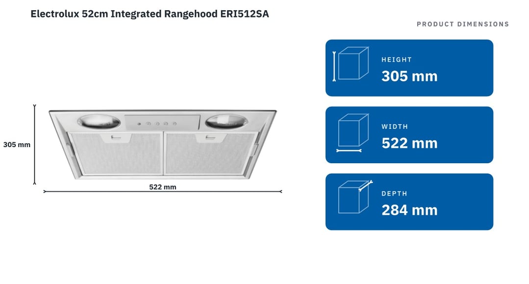 Electrolux 52cm Integrated Rangehood ERI512SA