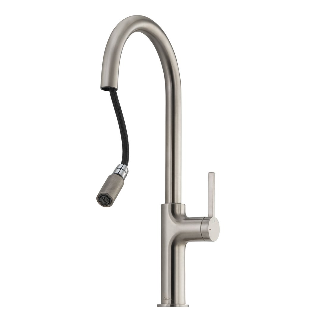 Oliveri Vilo Goose Neck Pull Out Mixer Brushed Nickel VT2400-BN