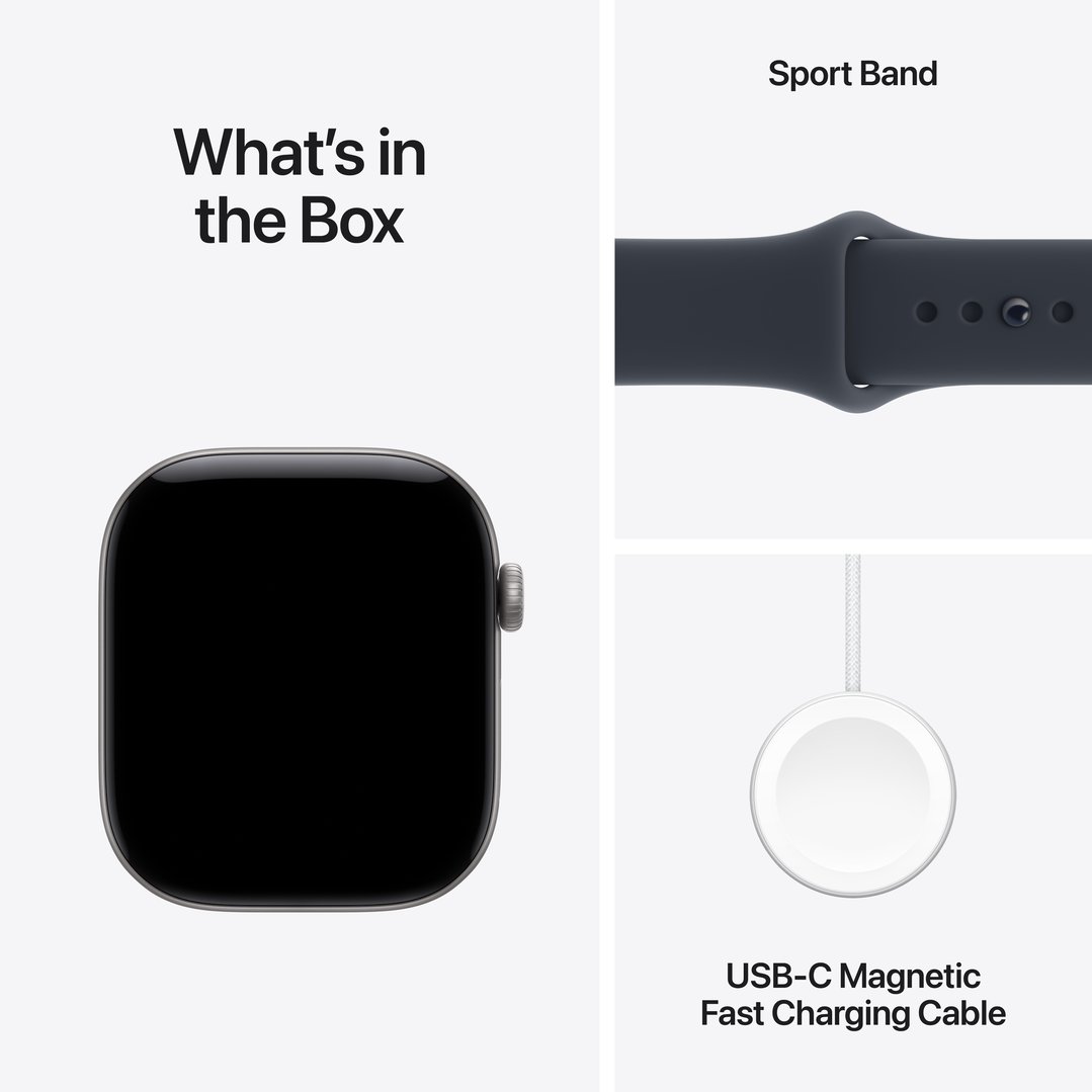 Apple Watch Series 12 GPS 46mm Space Gray Aluminum Case with Navy Blue Sport Band - S/M MJEH4X/A