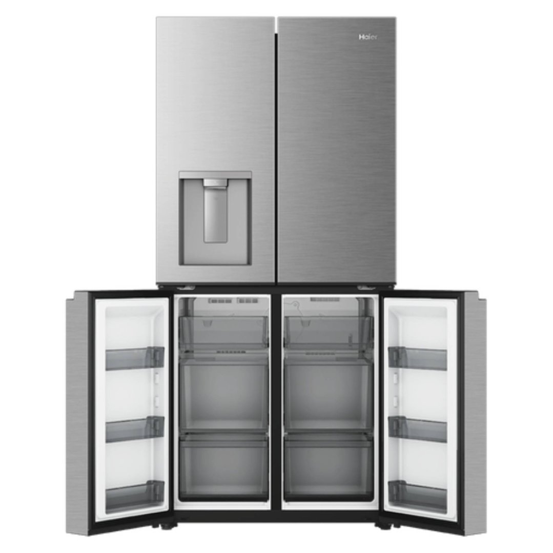 Haier 574L, Quad Door Refrigerator Freezer, Water, Non-Plumbed, Silver HRF590YHS