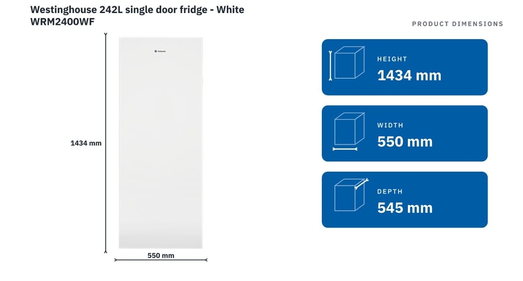 Westinghouse 242L single door fridge - White WRM2400WF